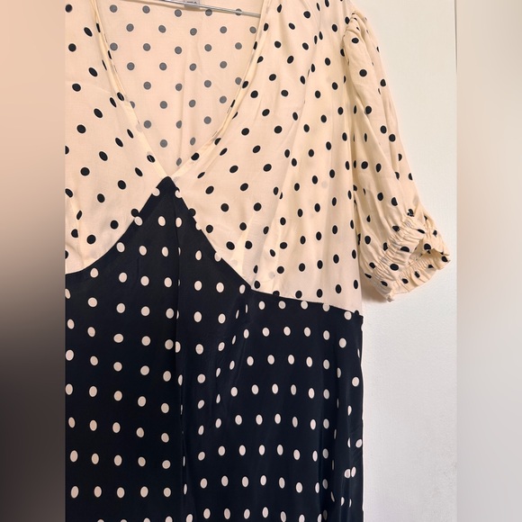 Black and White Polka Dot Midi Dress - Picture 3 of 8